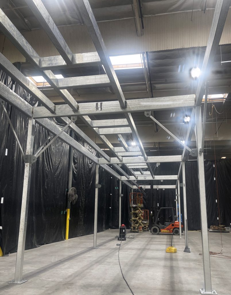 Mezzanine Industrial Construction Build with Custom Prefabrication and Welding