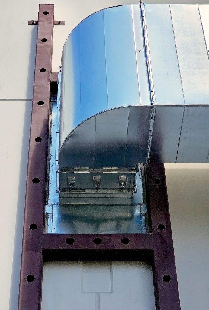 industrial HVAC building entry duct construction