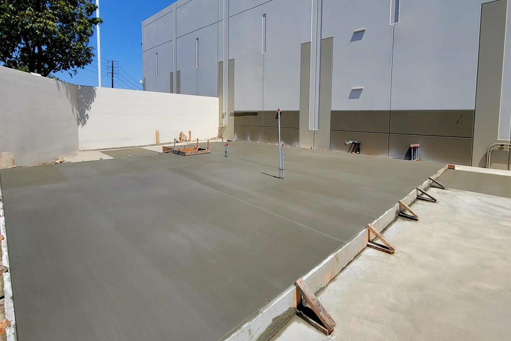 freshly poured blower foundation
