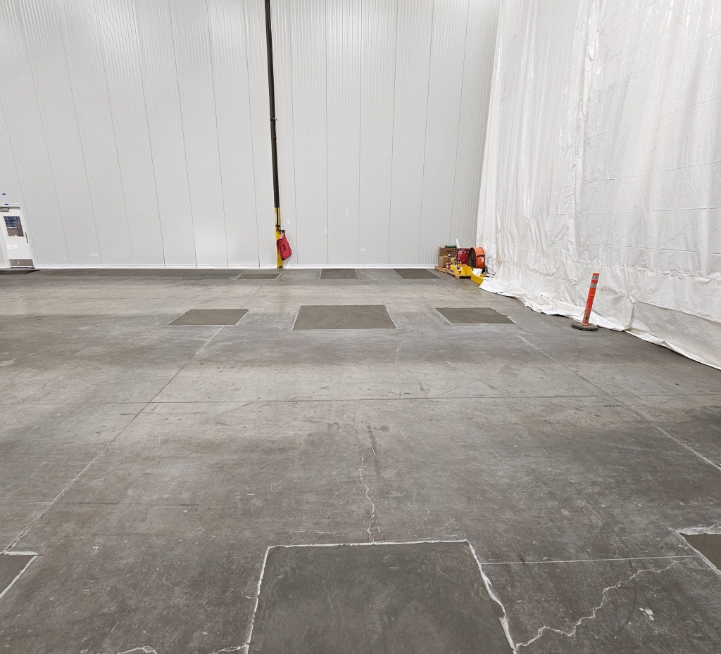 Completed concrete work for carbon steel columns to be anchored to