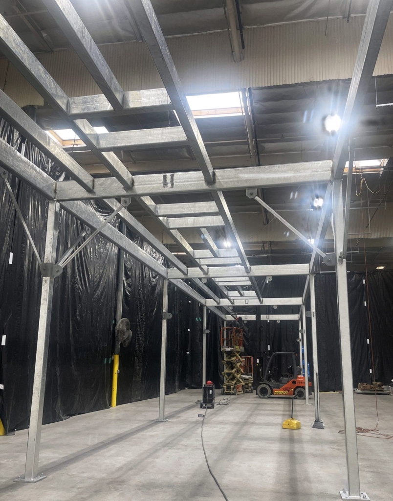Mezzanine Industrial Construction Build with Custom Prefabrication and Welding