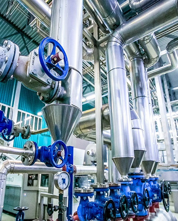 Industrial Piping for Food and Beverage Industry - Pipes with Wheel Gauges