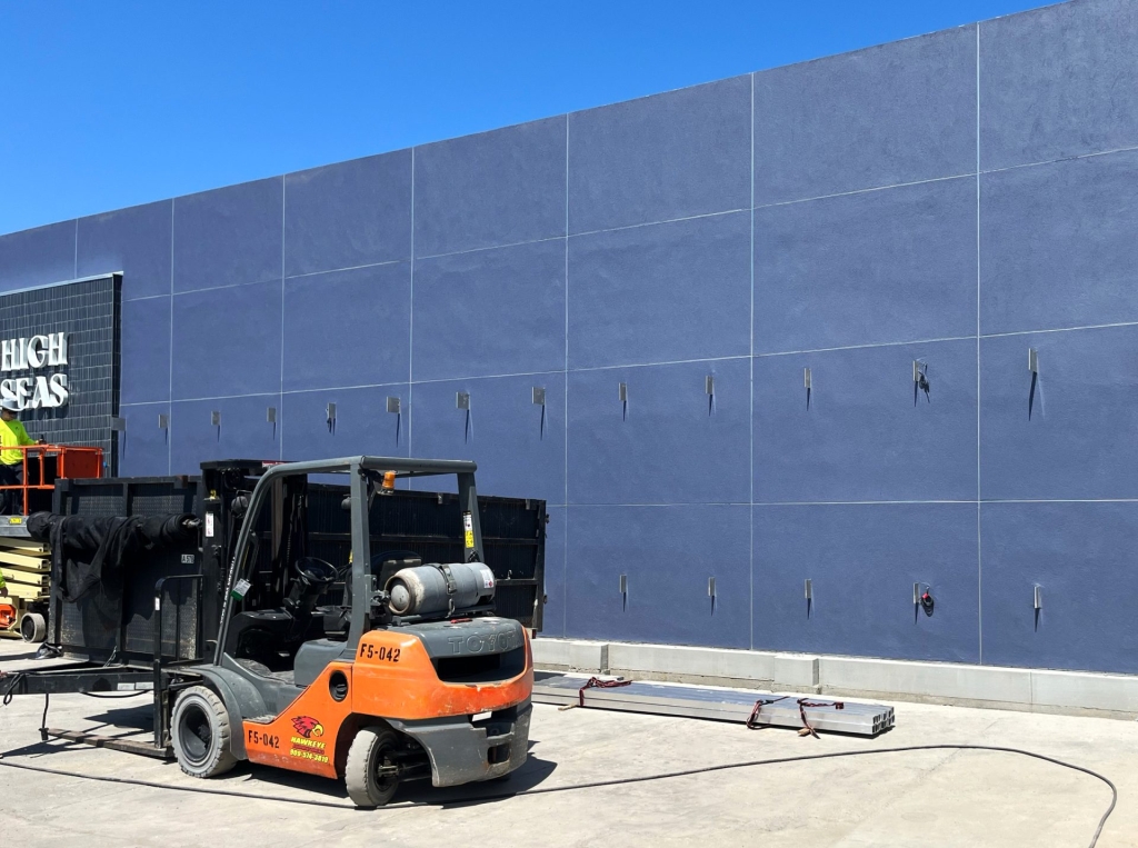 Custom Built Wall exterior wall supports for retailer