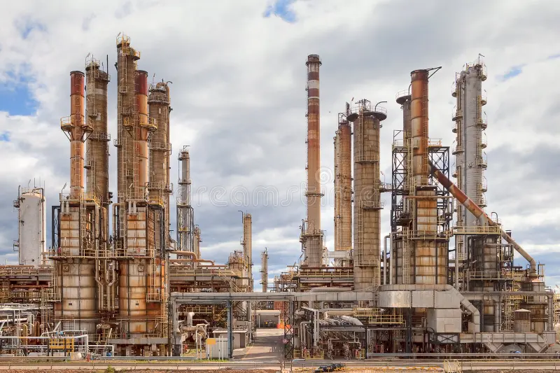 petrochemical refinary field with industrial piping